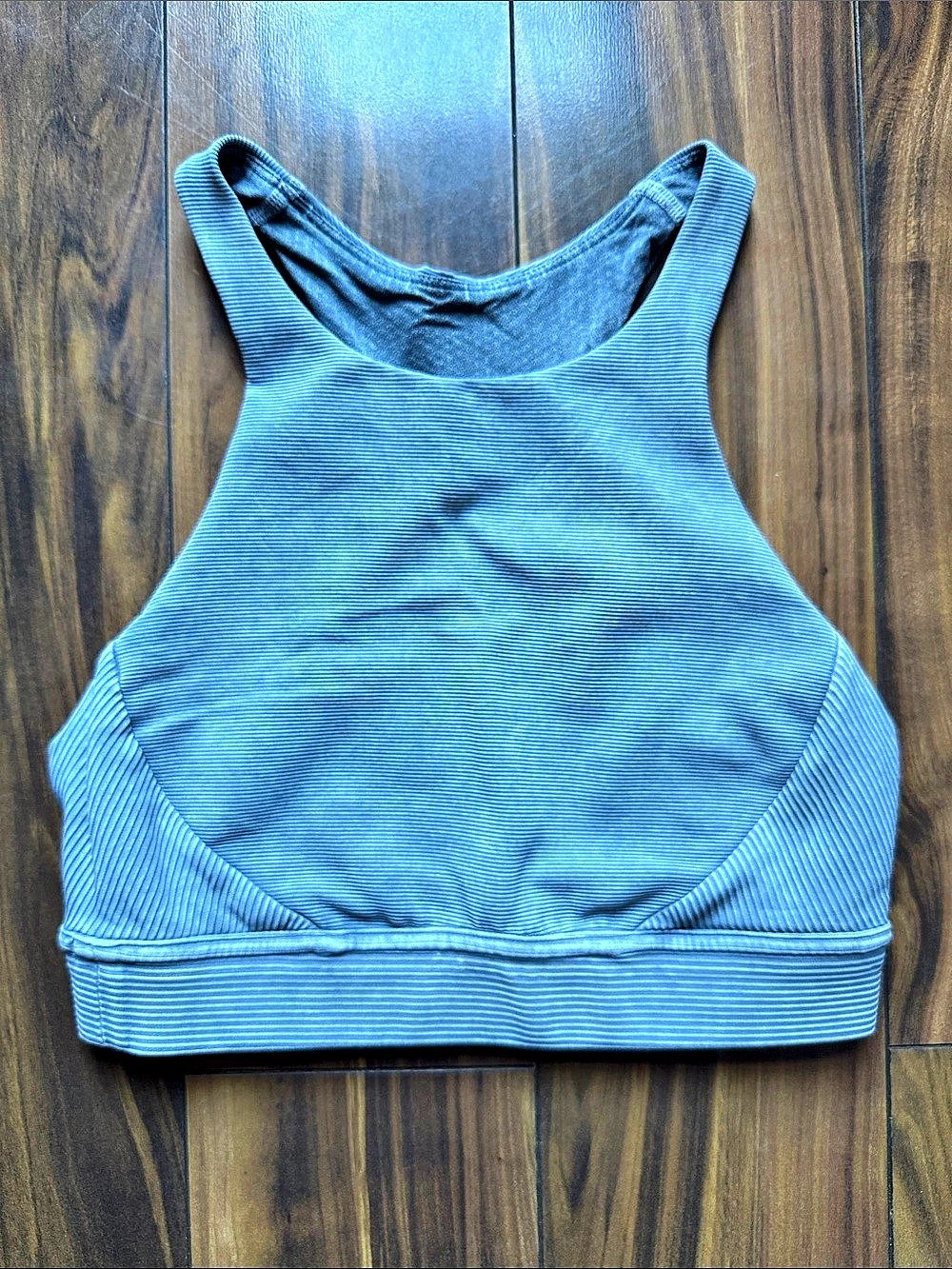 lululemon Energy High-Neck Longline Ribbed Bra Grey Sports Bra - Size 2